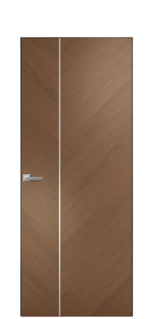 Дверь межкомнатная Unit Slot 10-111 Цвет Дуб Темный Покрытие Шпон натуральный  Наличник Скрытый короб хром Цена 56850