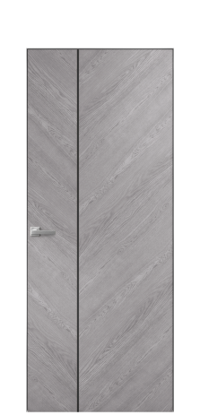 Дверь межкомнатная Unit Slot 10-111 Цвет Дуб Кварц Покрытие Шпон натуральный  Наличник Скрытый короб хром Цена 74310