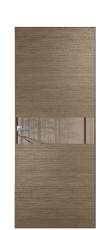 Дверь межкомнатная Vetro 11 Цвет Дуб Кофе Покрытие Шпон масло  Наличник Скрытый короб хром Цена 51800