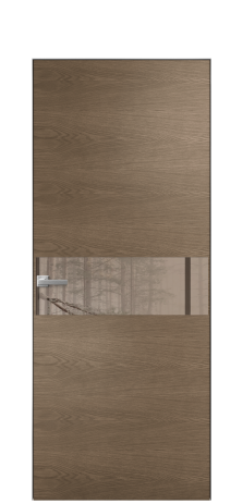 Дверь межкомнатная Vetro 11 Цвет Дуб Мускат Покрытие Шпон натуральный  Наличник Скрытый короб хром Цена 66610