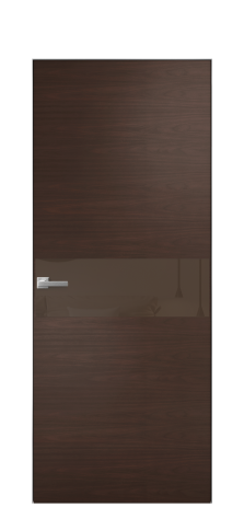 Дверь межкомнатная Vetro 11 Цвет Каштановый Орех Покрытие Шпон натуральный  Наличник Скрытый короб хром Цена 68460