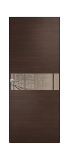 Дверь межкомнатная Vetro 11 Цвет Каштановый Орех Покрытие Шпон натуральный  Наличник Скрытый короб хром Цена 68960