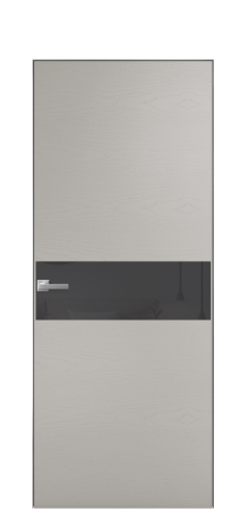 Дверь межкомнатная Vetro 11 Цвет Ясень Серый Шелк Покрытие Шпон крашеный  Наличник Скрытый короб хром Цена 64260