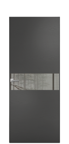 Дверь межкомнатная Vetro 11 Цвет Ясень Антрацит Покрытие Шпон крашеный  Наличник Скрытый короб хром Цена 64760