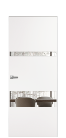 Дверь межкомнатная Vetro 12 Цвет Вайт Покрытие ПВХ SOFT (ПЭТ) Наличник Скрытый короб хром Цена 52640