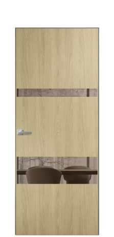 Дверь межкомнатная Vetro 12 Цвет Maderaira oak amber Покрытие ПВХ WOOD NATURAL Наличник Скрытый короб хром Цена 58110