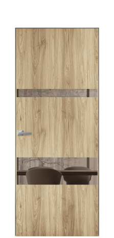 Дверь межкомнатная Vetro 12 Цвет Орех NY светлый Покрытие ПВХ WOOD NATURAL Наличник Скрытый короб хром Цена 42510