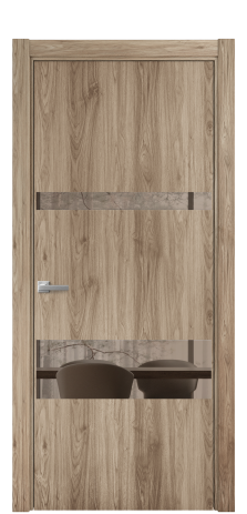 Дверь межкомнатная Vetro 12 Цвет Орех NY смоук Покрытие ПВХ WOOD NATURAL Наличник L 75 Цена 34050