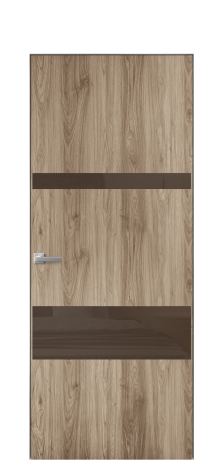 Дверь межкомнатная Vetro 12 Цвет Орех NY смоук Покрытие ПВХ WOOD NATURAL Наличник Скрытый короб хром Цена 42010