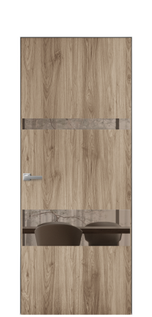 Дверь межкомнатная Vetro 12 Цвет Орех NY смоук Покрытие ПВХ WOOD NATURAL Наличник Скрытый короб хром Цена 42510