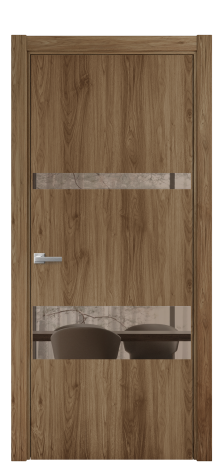 Дверь межкомнатная Vetro 12 Цвет Орех NY классический Покрытие ПВХ WOOD NATURAL Наличник L 75 Цена 34050