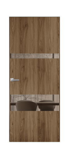 Дверь межкомнатная Vetro 12 Цвет Орех NY классический Покрытие ПВХ WOOD NATURAL Наличник Скрытый короб хром Цена 42510