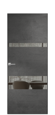 Дверь межкомнатная Vetro 12 Цвет Камень темный Покрытие ПВХ ORIGINAL Наличник Скрытый короб хром Цена 42510