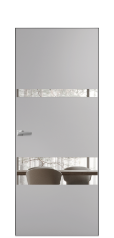 Дверь межкомнатная Vetro 12 Цвет Галечный Покрытие Эмаль  Наличник Скрытый короб хром Цена 61810