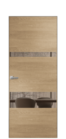 Дверь межкомнатная Vetro 12 Цвет Дуб Светлый Покрытие Шпон натуральный  Наличник Скрытый короб хром Цена 66610