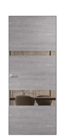 Дверь межкомнатная Vetro 12 Цвет Дуб Кварц Покрытие Шпон натуральный  Наличник Скрытый короб хром Цена 66610