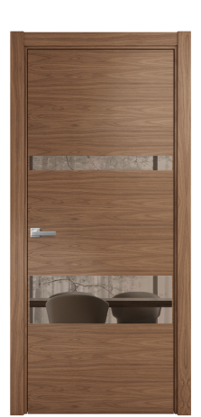 Дверь межкомнатная Vetro 12 Цвет Американский Орех Покрытие Шпон натуральный  Наличник L 75 Цена 55550