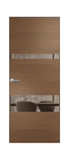 Дверь межкомнатная Vetro 12 Цвет Дуб Темный Покрытие Шпон натуральный  Наличник Скрытый короб хром Цена 66610