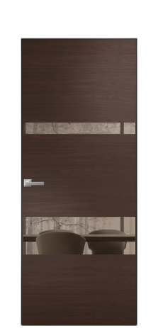 Дверь межкомнатная Vetro 12 Цвет Каштановый Орех Покрытие Шпон натуральный  Наличник Скрытый короб хром Цена 68960