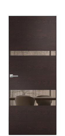 Дверь межкомнатная Vetro 12 Цвет Мореный Дуб Покрытие Шпон натуральный  Наличник Скрытый короб хром Цена 66610