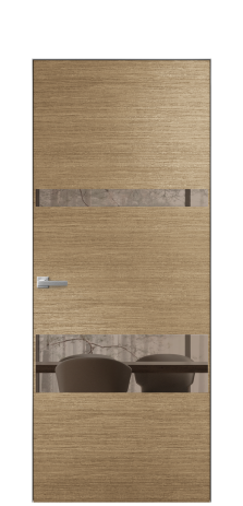 Дверь межкомнатная Vetro 12 Цвет Дуб Янтарь Покрытие Шпон масло  Наличник Скрытый короб хром Цена 67760