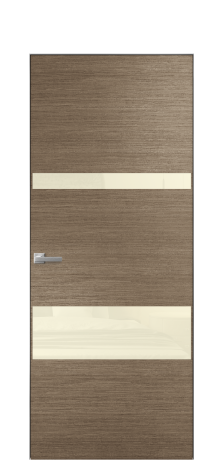 Дверь межкомнатная Vetro 12 Цвет Дуб Кофе Покрытие Шпон масло  Наличник Скрытый короб хром Цена 67260