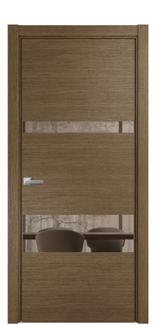 Дверь межкомнатная Vetro 12 Цвет Дуб Шоколад Покрытие Шпон масло  Наличник L 75 Цена 53575