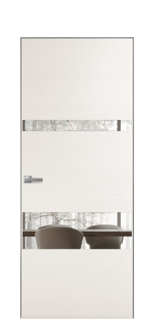 Дверь межкомнатная Vetro 12 Цвет Ясень Молочный Покрытие Шпон крашеный  Наличник Скрытый короб хром Цена 64260