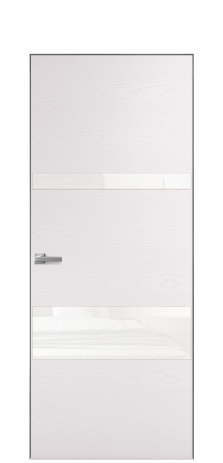 Дверь межкомнатная Vetro 12 Цвет Ясень Крем Покрытие Шпон крашеный  Наличник Скрытый короб хром Цена 64260