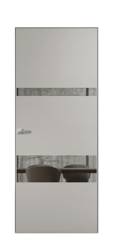 Дверь межкомнатная Vetro 12 Цвет Ясень Серый Шелк Покрытие Шпон крашеный  Наличник Скрытый короб хром Цена 64760