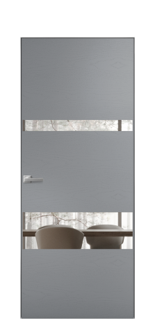 Дверь межкомнатная Vetro 12 Цвет Ясень Гриджио Покрытие Шпон крашеный  Наличник Скрытый короб хром Цена 64260