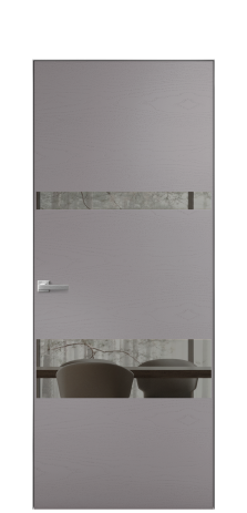 Дверь межкомнатная Vetro 12 Цвет Ясень Ирис Покрытие Шпон крашеный  Наличник Скрытый короб хром Цена 64760