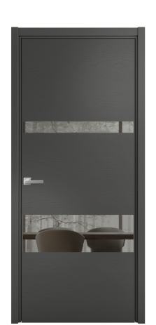 Дверь межкомнатная Vetro 12 Цвет Ясень Антрацит Покрытие Шпон крашеный  Наличник L 50 Цена 48525