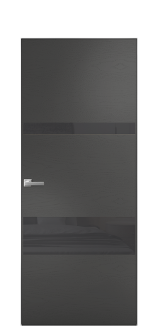 Дверь межкомнатная Vetro 12 Цвет Ясень Антрацит Покрытие Шпон крашеный  Наличник Скрытый короб хром Цена 64260