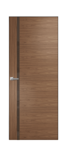 Дверь межкомнатная Vetro 13 Цвет Американский Орех Покрытие Шпон натуральный  Наличник Скрытый короб хром Цена 68460