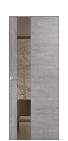 Дверь межкомнатная Ветро 14 Цвет Дуб Кварц Покрытие Шпон натуральный  Наличник Скрытый короб хром Цена 49950