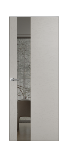 Дверь межкомнатная Vetro 14 Цвет Ясень Серый Шелк Покрытие Шпон крашеный  Наличник Скрытый короб хром Цена 48350