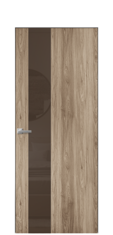 Дверь межкомнатная Vetro 14 Цвет Орех NY смоук Покрытие ПВХ WOOD NATURAL Наличник Скрытый короб хром Цена 42010