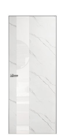 Дверь межкомнатная Vetro 14 Цвет Monte white soft Покрытие ПВХ ORIGINAL Наличник Скрытый короб хром Цена 42010