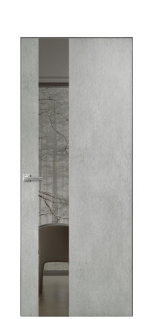 Дверь межкомнатная Vetro 14 Цвет Бетон серый Покрытие ПВХ ORIGINAL Наличник Скрытый короб хром Цена 42510