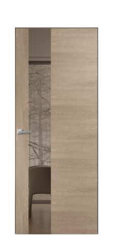 Дверь межкомнатная Vetro 14 Цвет Дуб Песочный Покрытие Шпон натуральный  Наличник Скрытый короб хром Цена 66610