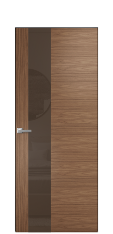Дверь межкомнатная Vetro 14 Цвет Американский Орех Покрытие Шпон натуральный  Наличник Скрытый короб хром Цена 68460