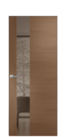 Дверь межкомнатная Vetro 14 Цвет Дуб Темный Покрытие Шпон натуральный  Наличник Скрытый короб хром Цена 66610