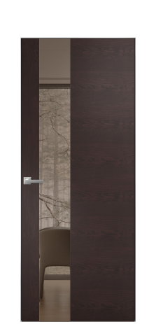 Дверь межкомнатная Vetro 14 Цвет Мореный Дуб Покрытие Шпон натуральный  Наличник Скрытый короб хром Цена 66610