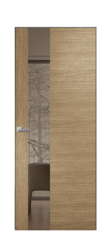 Дверь межкомнатная Vetro 14 Цвет Дуб Янтарь Покрытие Шпон масло  Наличник Скрытый короб хром Цена 67760