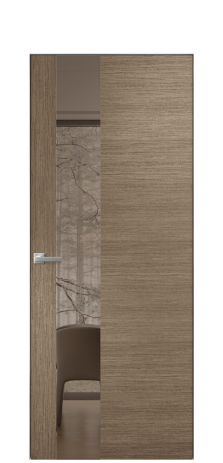 Дверь межкомнатная Vetro 14 Цвет Дуб Кофе Покрытие Шпон масло  Наличник Скрытый короб хром Цена 67760