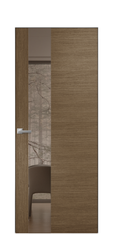 Дверь межкомнатная Vetro 14 Цвет Дуб Шоколад Покрытие Шпон масло  Наличник Скрытый короб хром Цена 67760