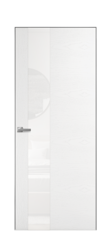 Дверь межкомнатная Vetro 14 Цвет Ясень Белый Покрытие Шпон крашеный  Наличник Скрытый короб хром Цена 64260