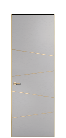 Дверь межкомнатная Слот 10-004 Цвет Ясень Галечный Покрытие ЭМАЛИ Шпон крашеный Наличник Скрытый короб золото Цена 54061