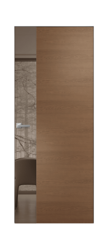 Дверь межкомнатная Vetro 19 Цвет Дуб Темный Покрытие Шпон натуральный  Наличник Скрытый короб хром Цена 66860